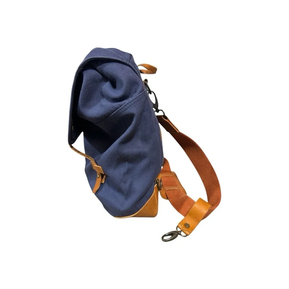 Ideal & Co Heritage Handmade Alcaide Messenger Bag Backpack Navy Canvas Leather